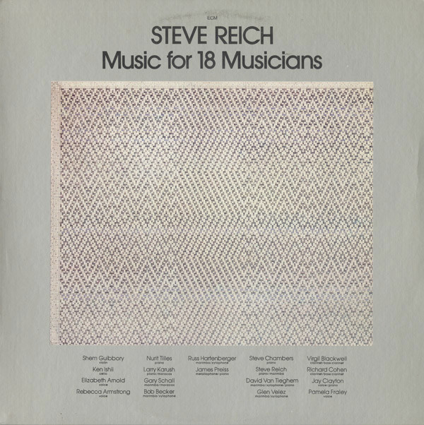 Steve Reich — Music for 18 Musicians (1978) copertina vinile